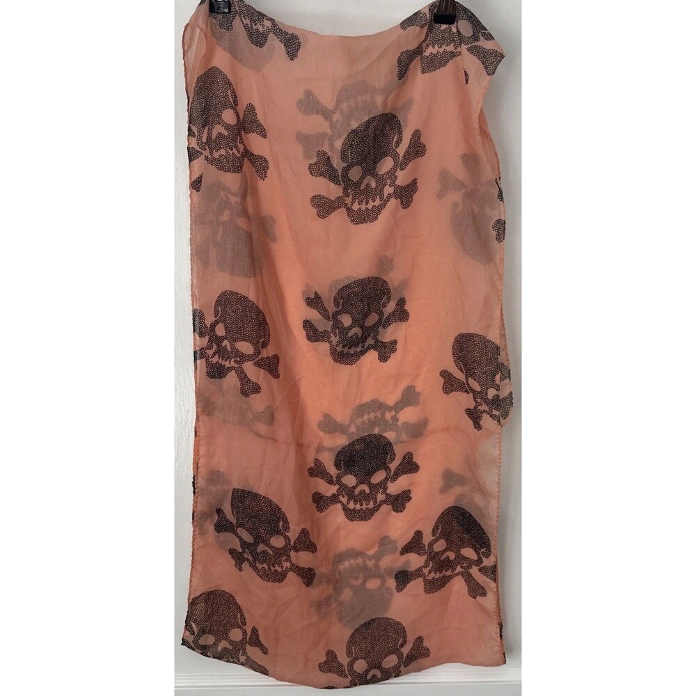 Skull Infinity Scarf Pink Sheer Lightweight